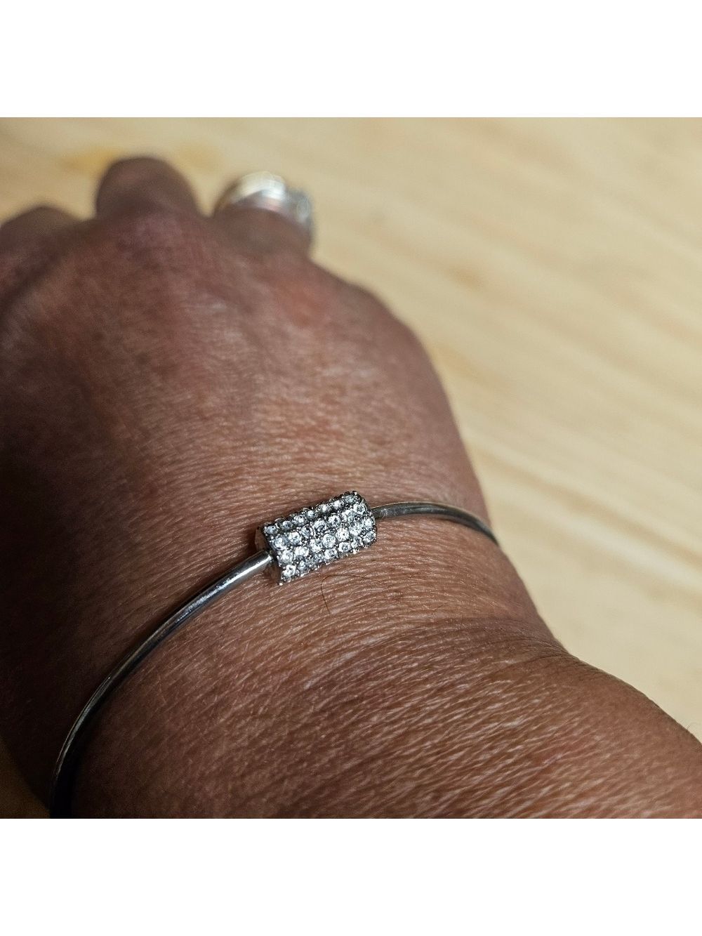 Rhinestone Bar Bangle - Picture 3 of 5
